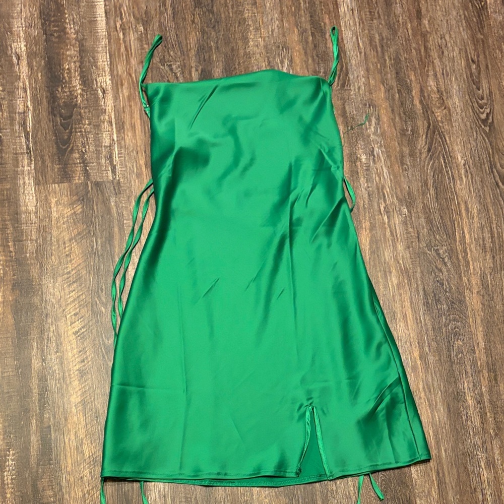 Green Satin Slip Dress